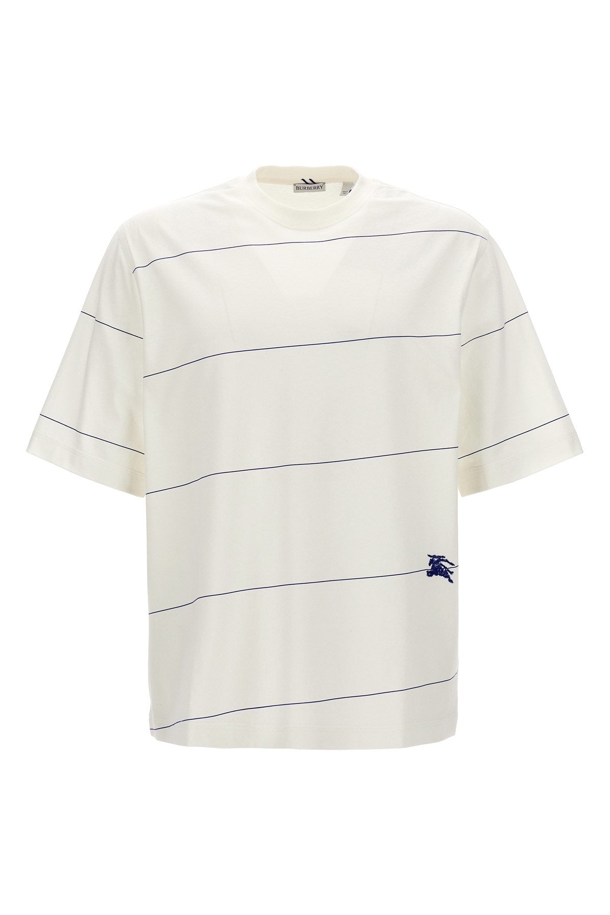 Burberry Men Logo Embroidery Striped T-Shirt