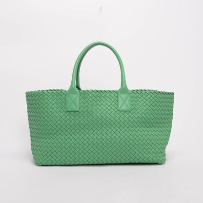 Bottega Veneta Trefle Green Intrecciato Medium Cabat Tote