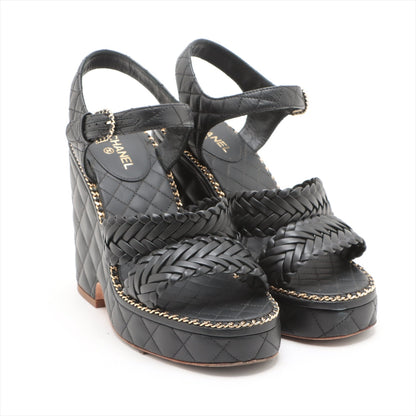 Chanel Coco Matrasse Leather Sandal 37  Black G30758