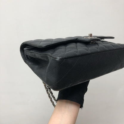 Classic Double Flap Caviar M/L in Black SHW