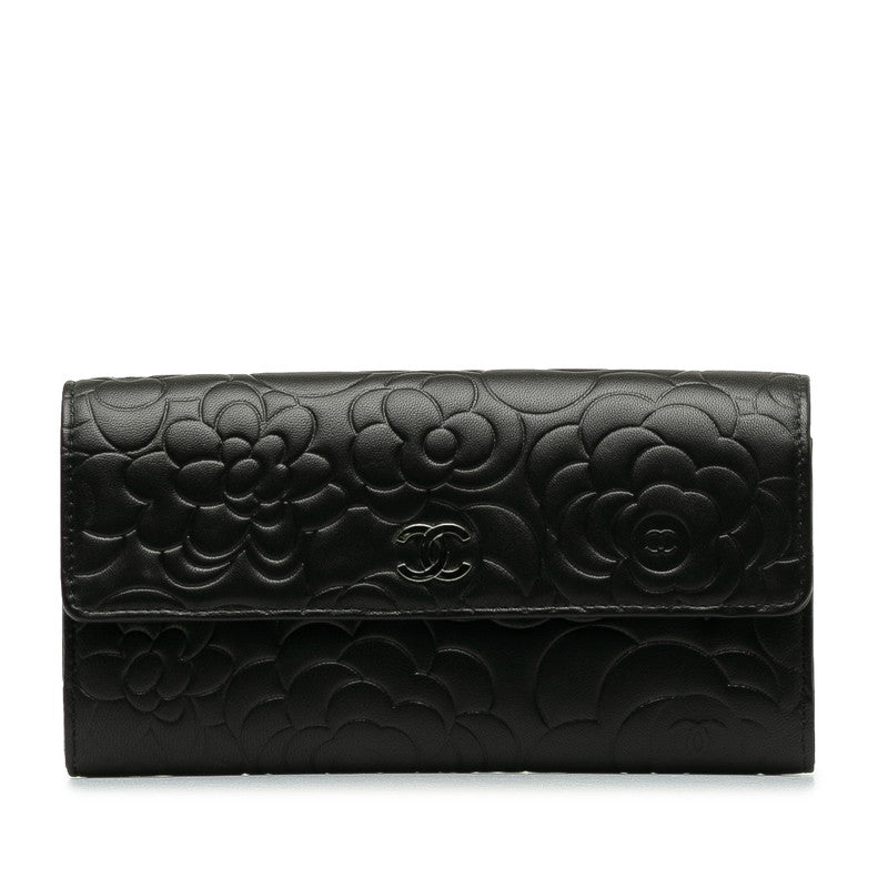 CHANEL CAMERIA COCOMARK Long Wallet Black   CHANEL