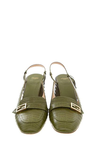 Fendi Promenade Zucca Logo Slingbacks SZ 40.5