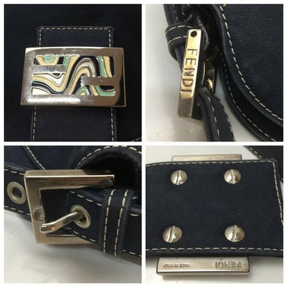Fendi Heavy Dark Rinse Denim Fabric Limited Edition Baguette Shoulder Bag w Chrome & Enamel Hardware
