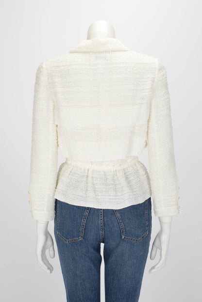 Chanel Ecru Fantasy Tweed Drawstring Jacket FR 40