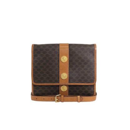 CELINE Macadam Medal Motif Shoulder bag Brown Vintage tab6bn