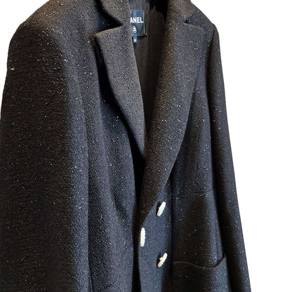 Chanel black jacket with white buttons