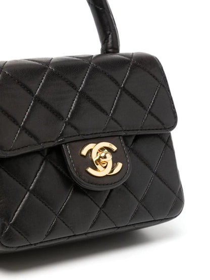 Kelly Quilted Mini Flap Bag Black