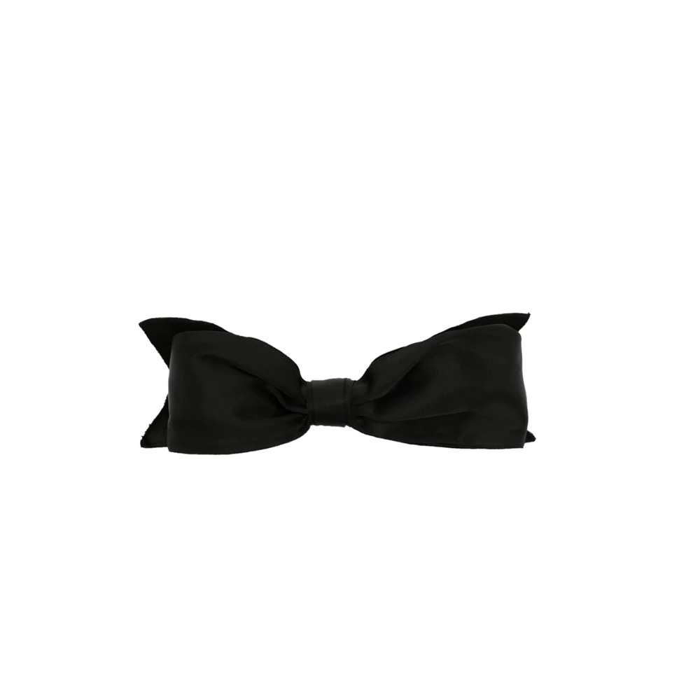 Large Black Satin Bow Barrette Hair Clip