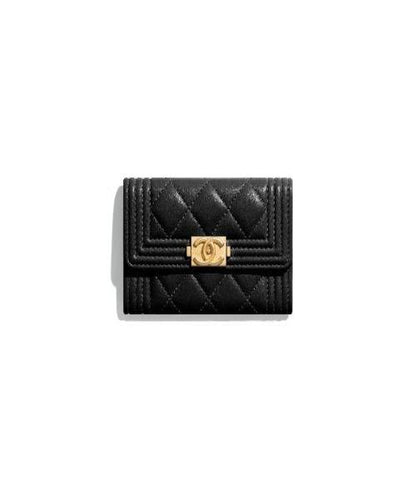 Chanel Boy Chanel Flap Card Holder Black