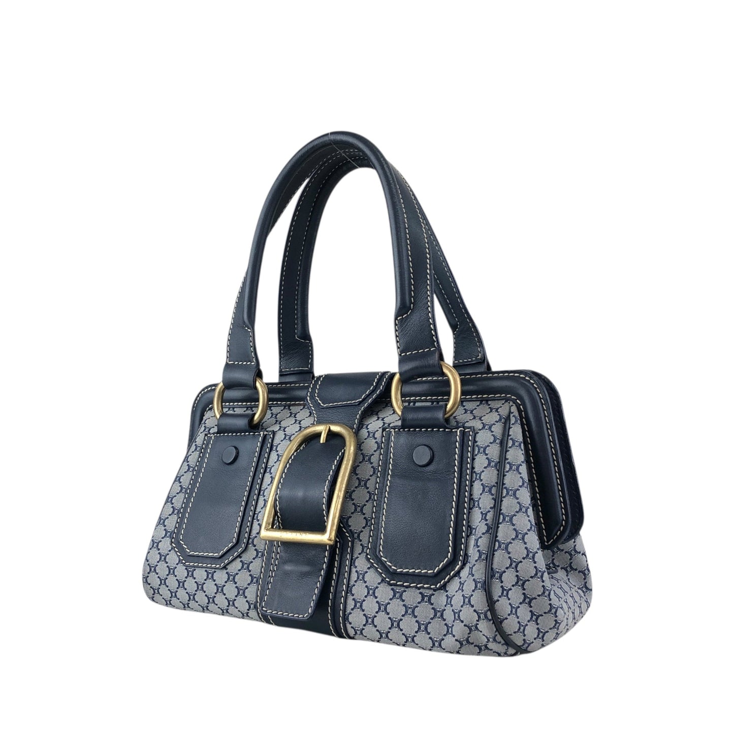 CELINE  Front Buckle Handbag Navy Vintage rk6nfn