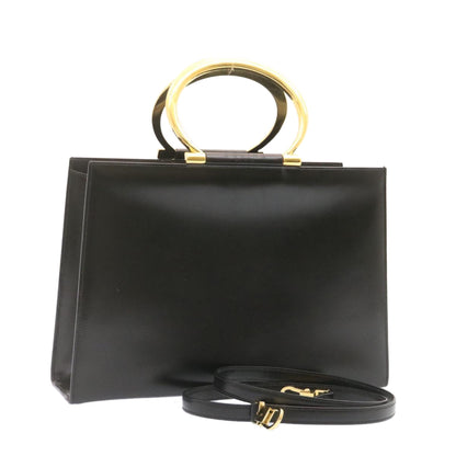 Celine Hand Bag 2way Black Gold Tone  am354b