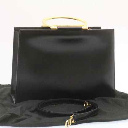 Celine Hand Bag 2way Black Gold Tone  am354b