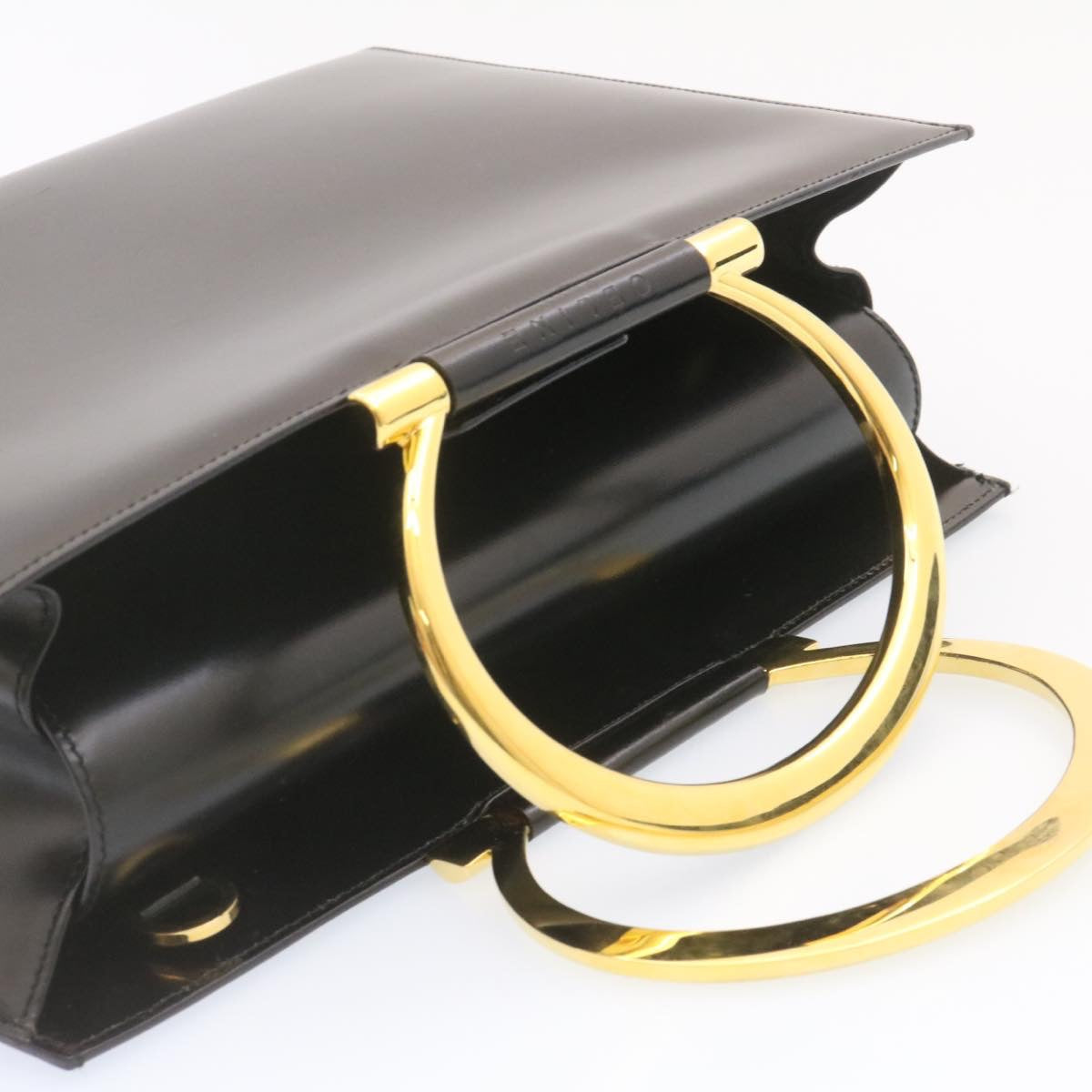 Celine Hand Bag 2way Black Gold Tone  am354b