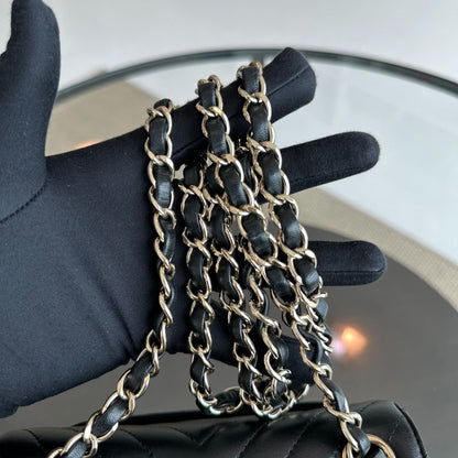 *Brand New* Mini Square Chevron Lambskin Black GHW No 24