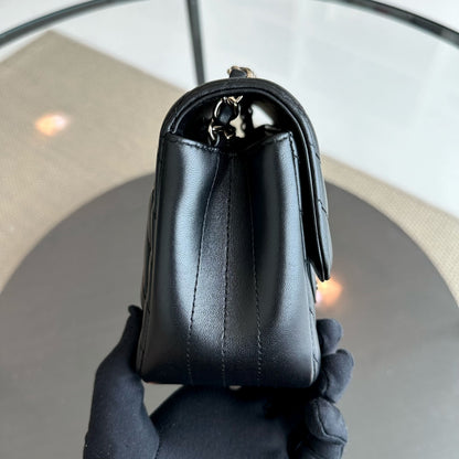 *Brand New* Mini Square Chevron Lambskin Black GHW No 24