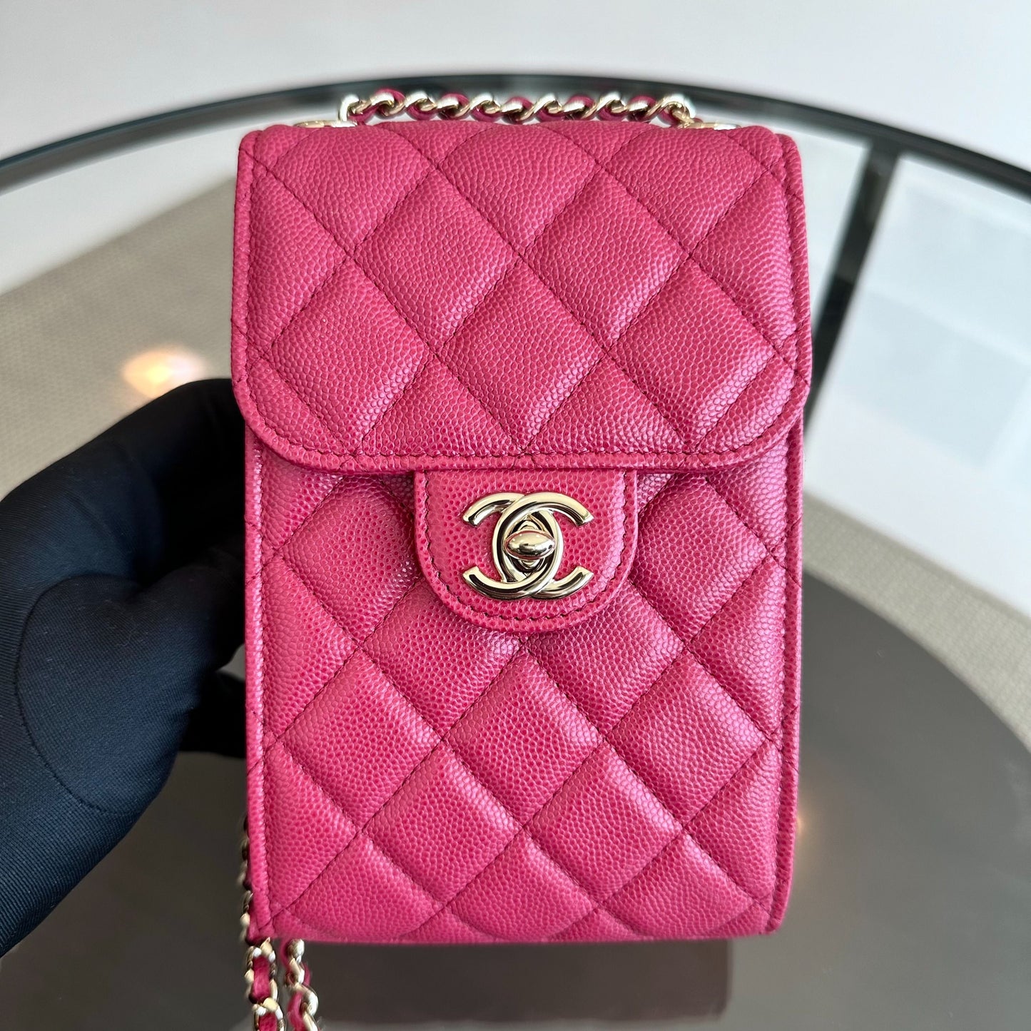 *Brand New, Receipt Full Set* Caviar Phone Holder Chain Shoulder Bag No 29