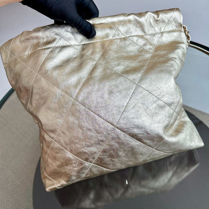 *Brand New, Receipt, Microchip* C22 Small Hobo 22 Bag Gold Calfskin GHW