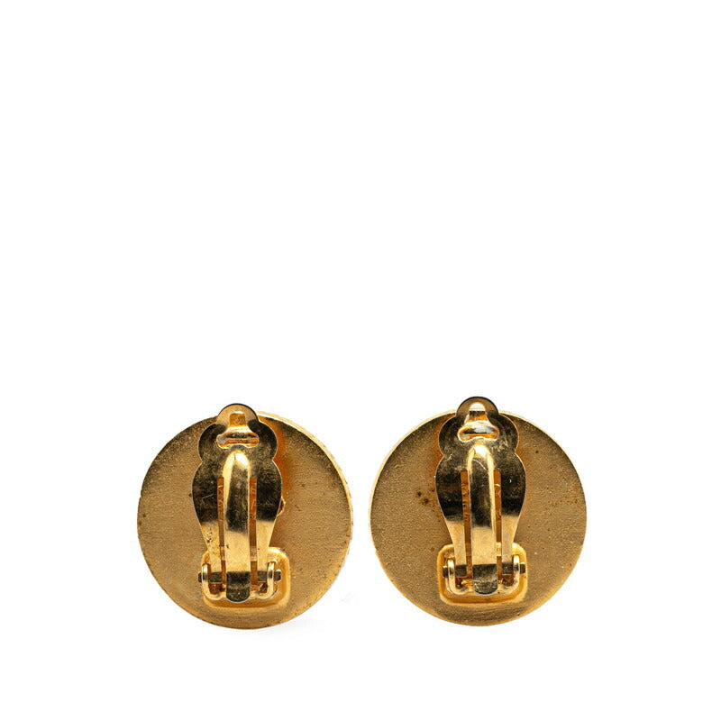 Chanel Gold Plated Coco Mark Round Shell Earrings 95A