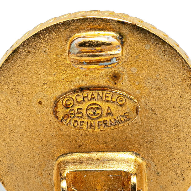 Chanel Gold Plated Coco Mark Round Shell Earrings 95A
