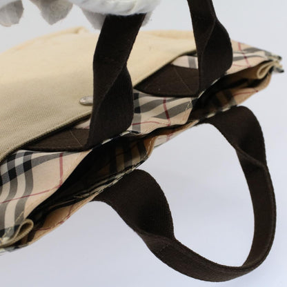 Burberry Nova Check Blue Label Hand Bag Canvas Beige Auth bs10057