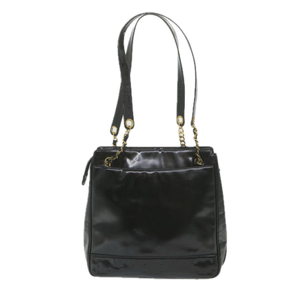 Chanel Chain Shoulder Bag Patent leather Black CC Auth bs