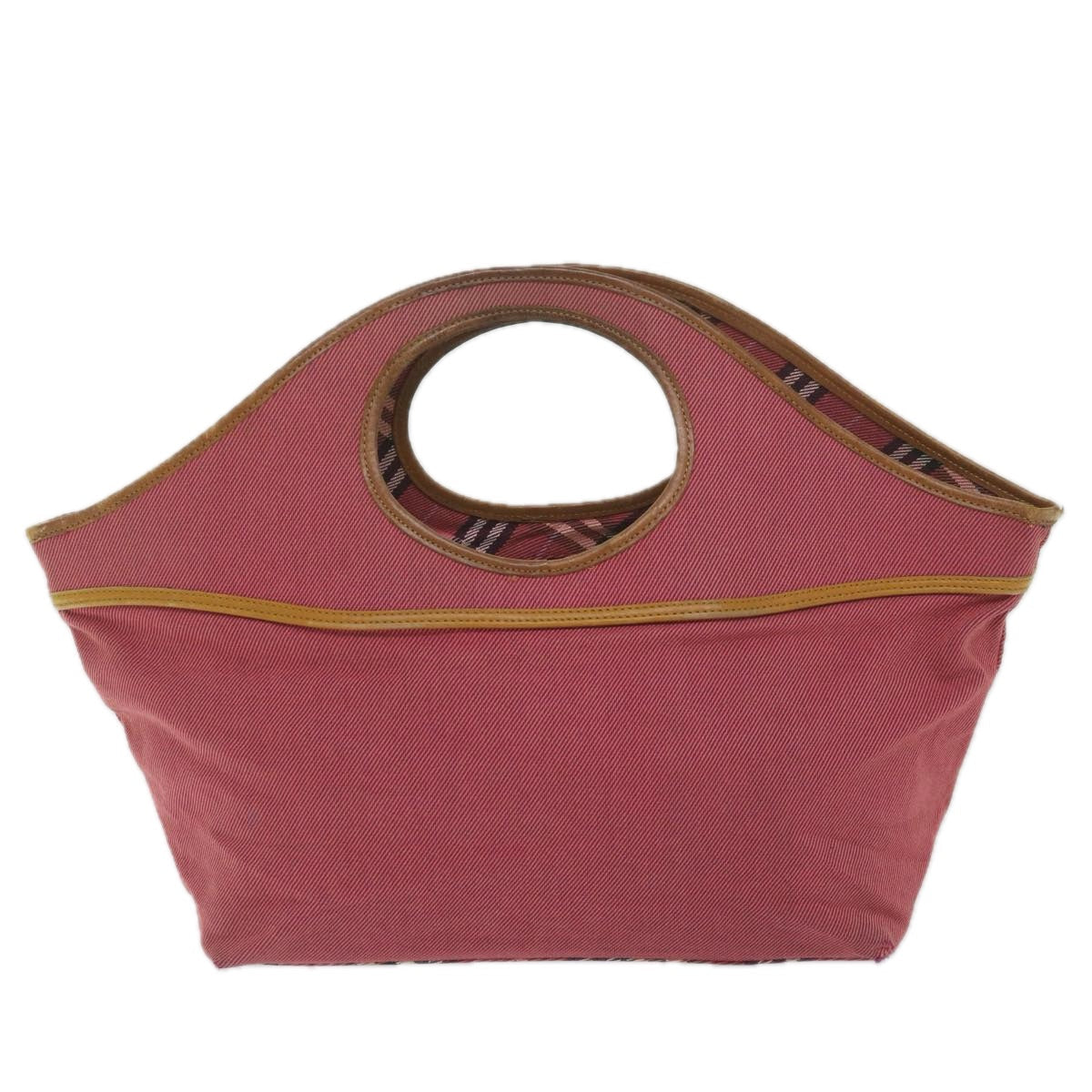 Burberry Blue Label Hand Bag Canvas Red Auth bs10308