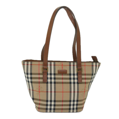 Burberry Nova Check Tote Bag Nylon Beige Auth bs10478