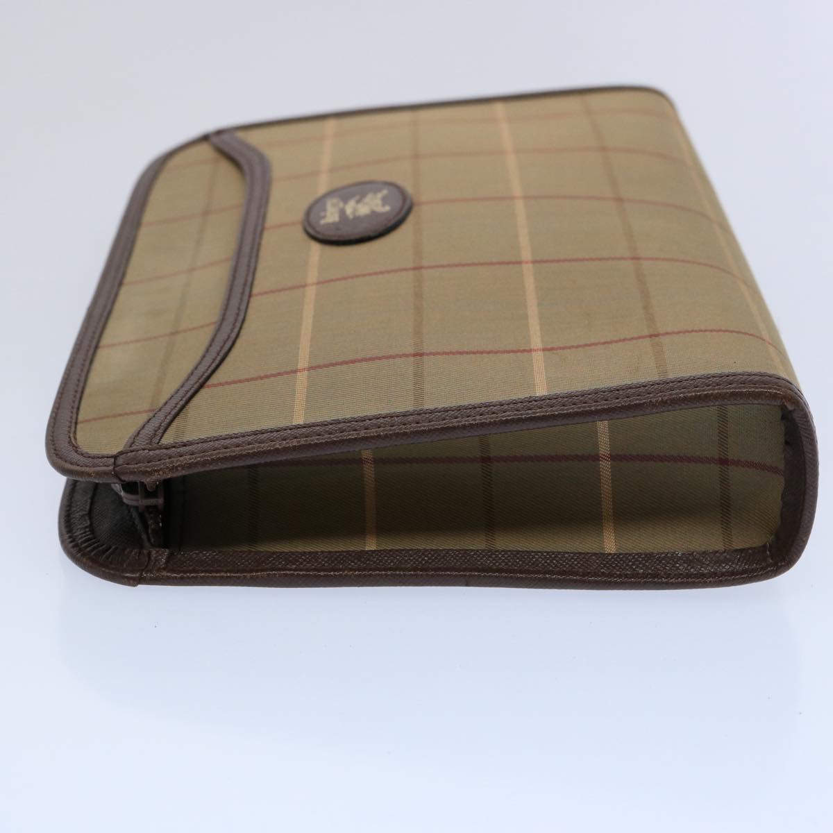 BURBERRY s Nova Check Clutch Bag Nylon Canvas Brown Auth Bs10634
