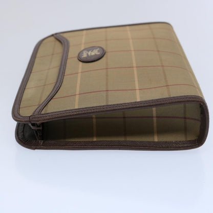 BURBERRY s Nova Check Clutch Bag Nylon Canvas Brown Auth Bs10634