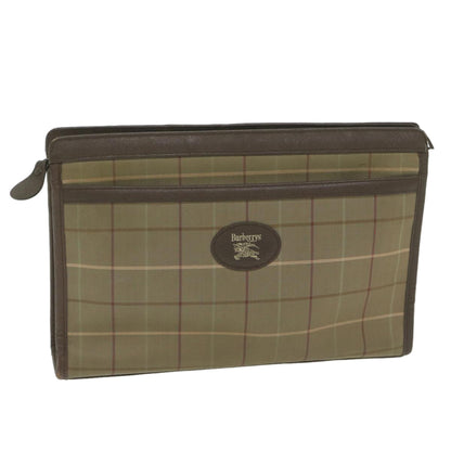 BurberrySs Nova Check Clutch Bag Nylon Canvas Brown Auth bs10776