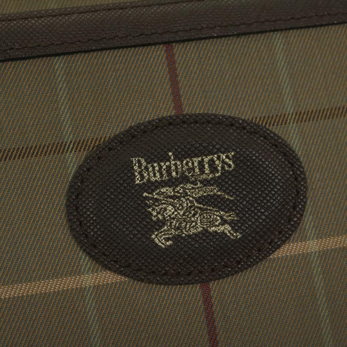 BurberrySs Nova Check Clutch Bag Nylon Canvas Brown Auth bs10776