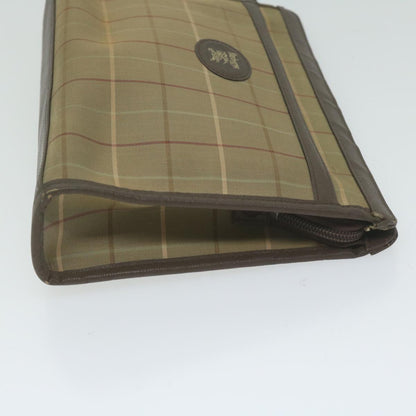 BurberrySs Nova Check Clutch Bag Nylon Canvas Brown Auth bs10776
