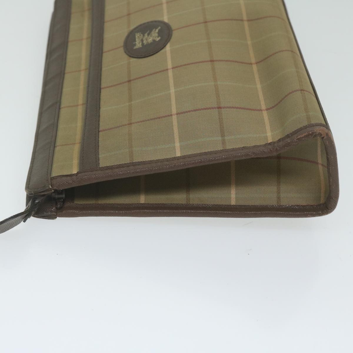BurberrySs Nova Check Clutch Bag Nylon Canvas Brown Auth bs10776