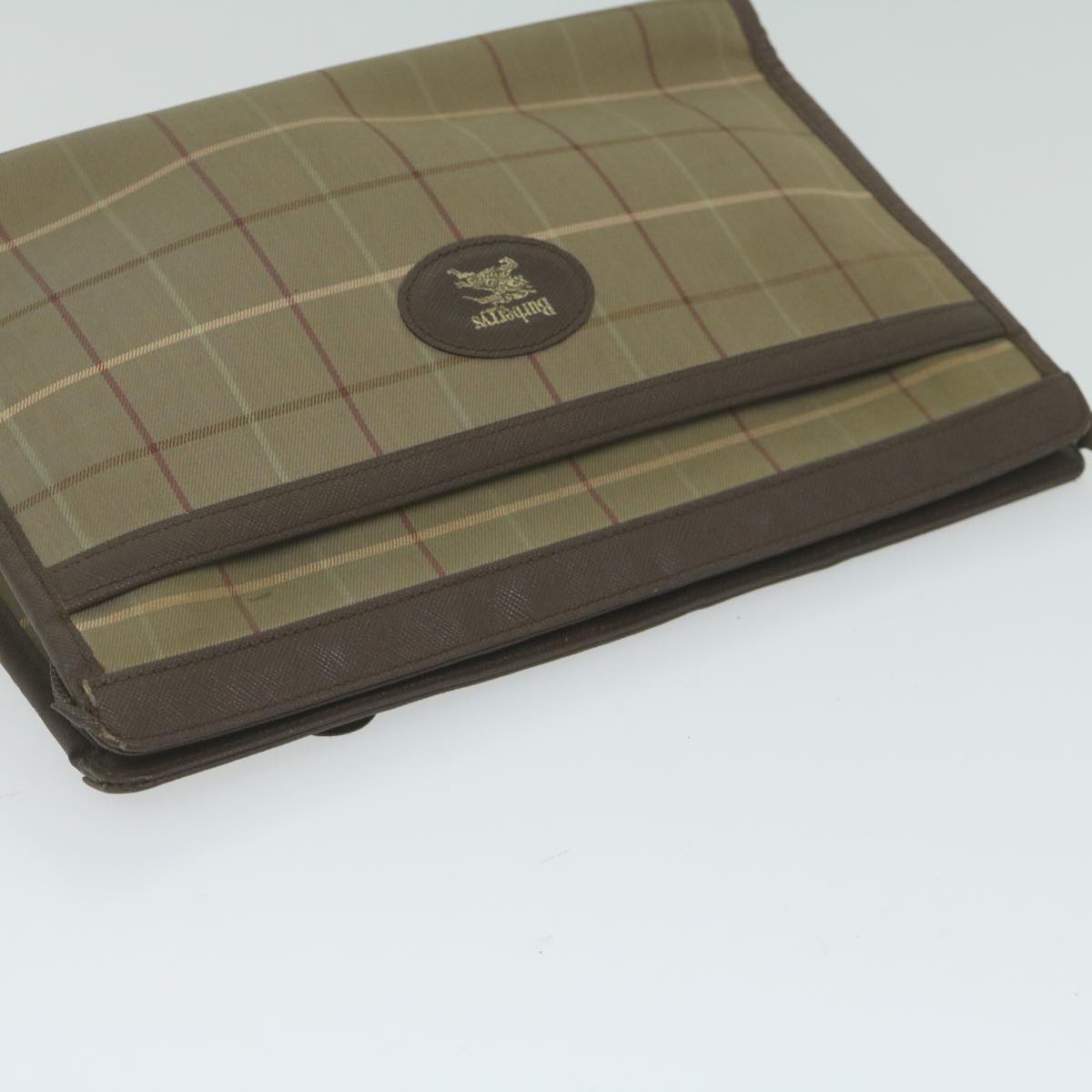 BurberrySs Nova Check Clutch Bag Nylon Canvas Brown Auth bs10776