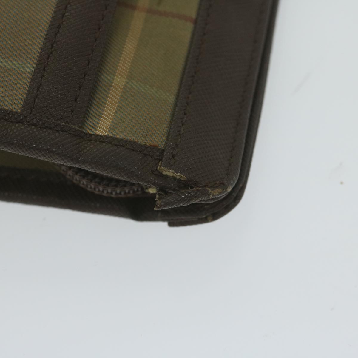 BurberrySs Nova Check Clutch Bag Nylon Canvas Brown Auth bs10776