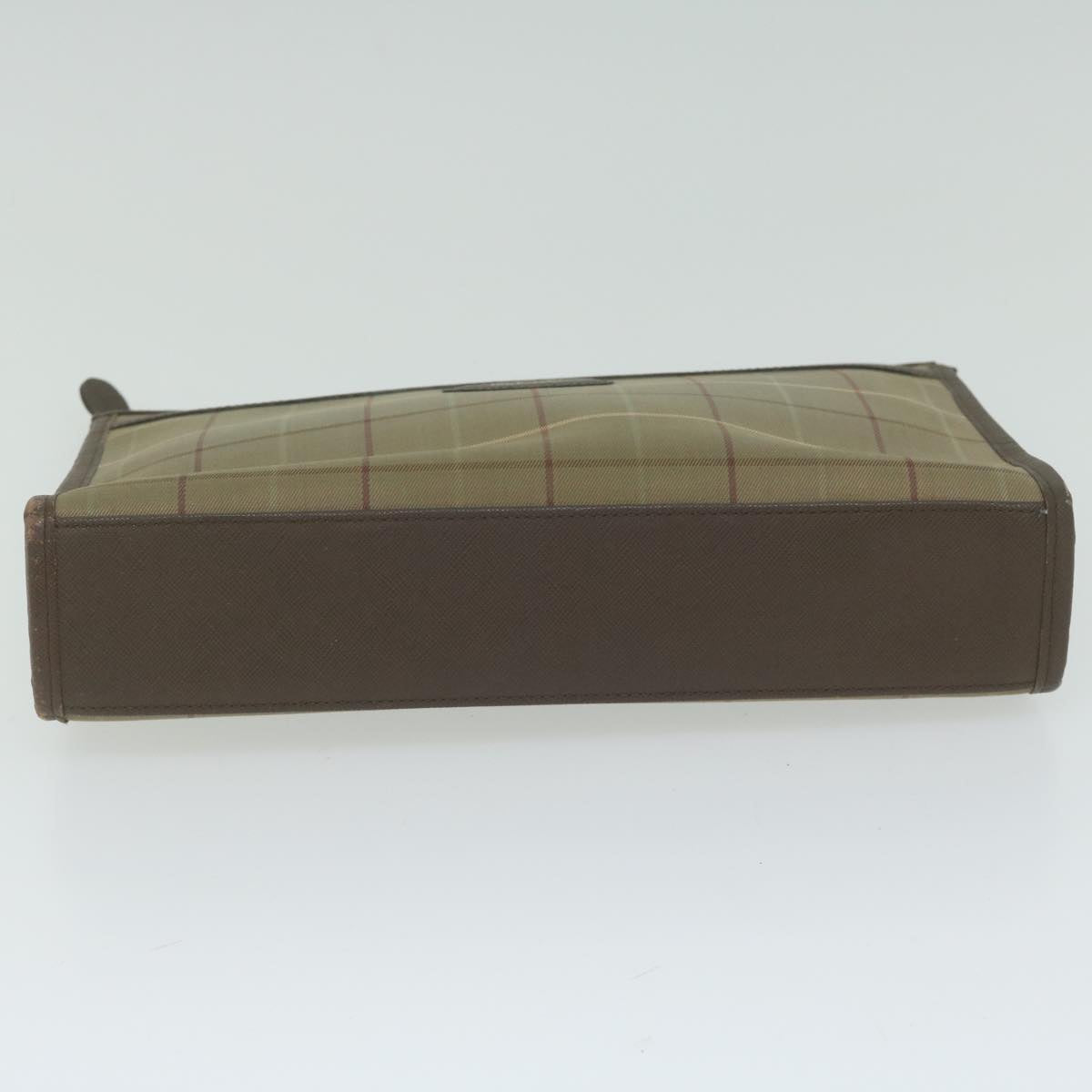 BurberrySs Nova Check Clutch Bag Nylon Canvas Brown Auth bs10776