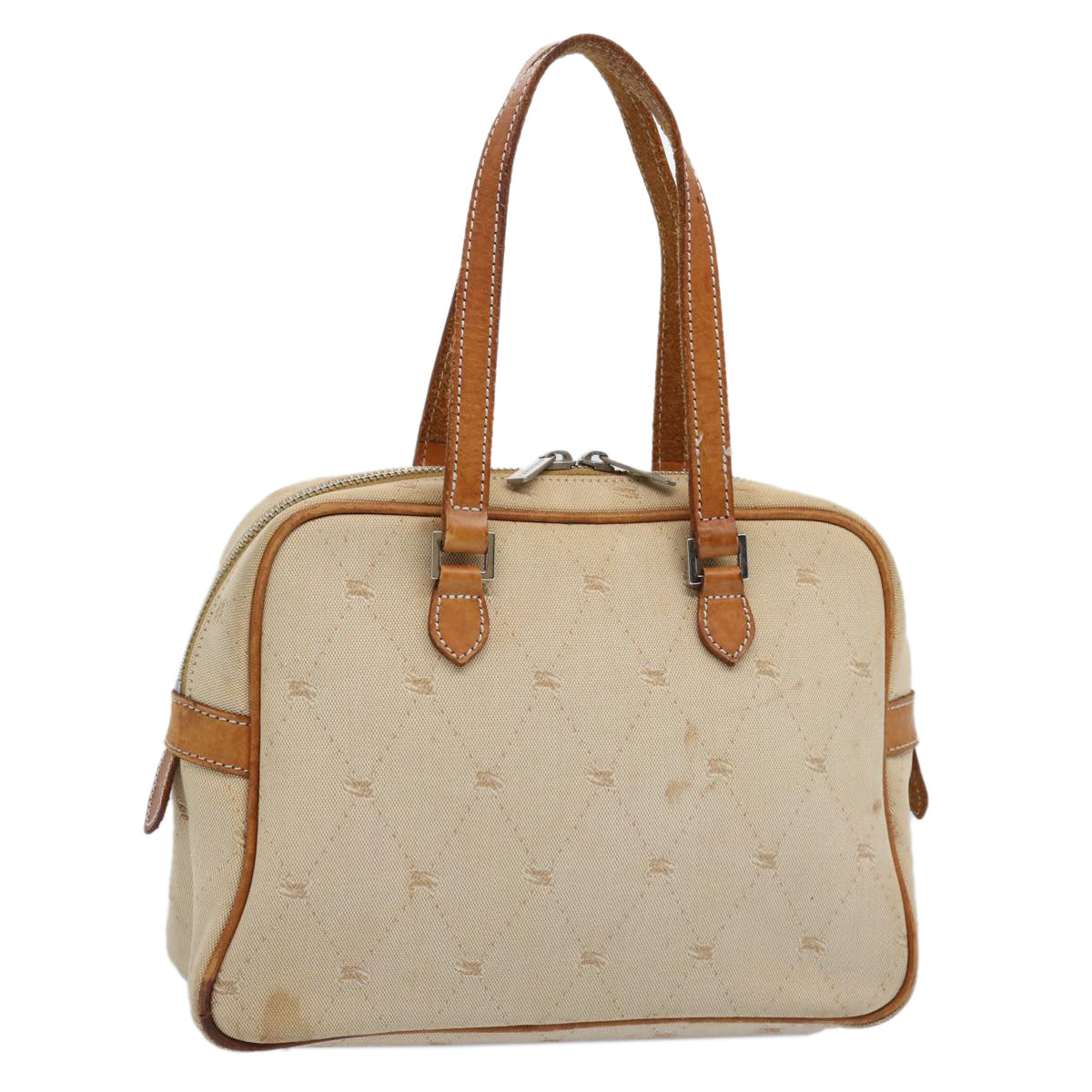 Burberry Blue Label Hand Bag Canvas Beige Auth bs10778