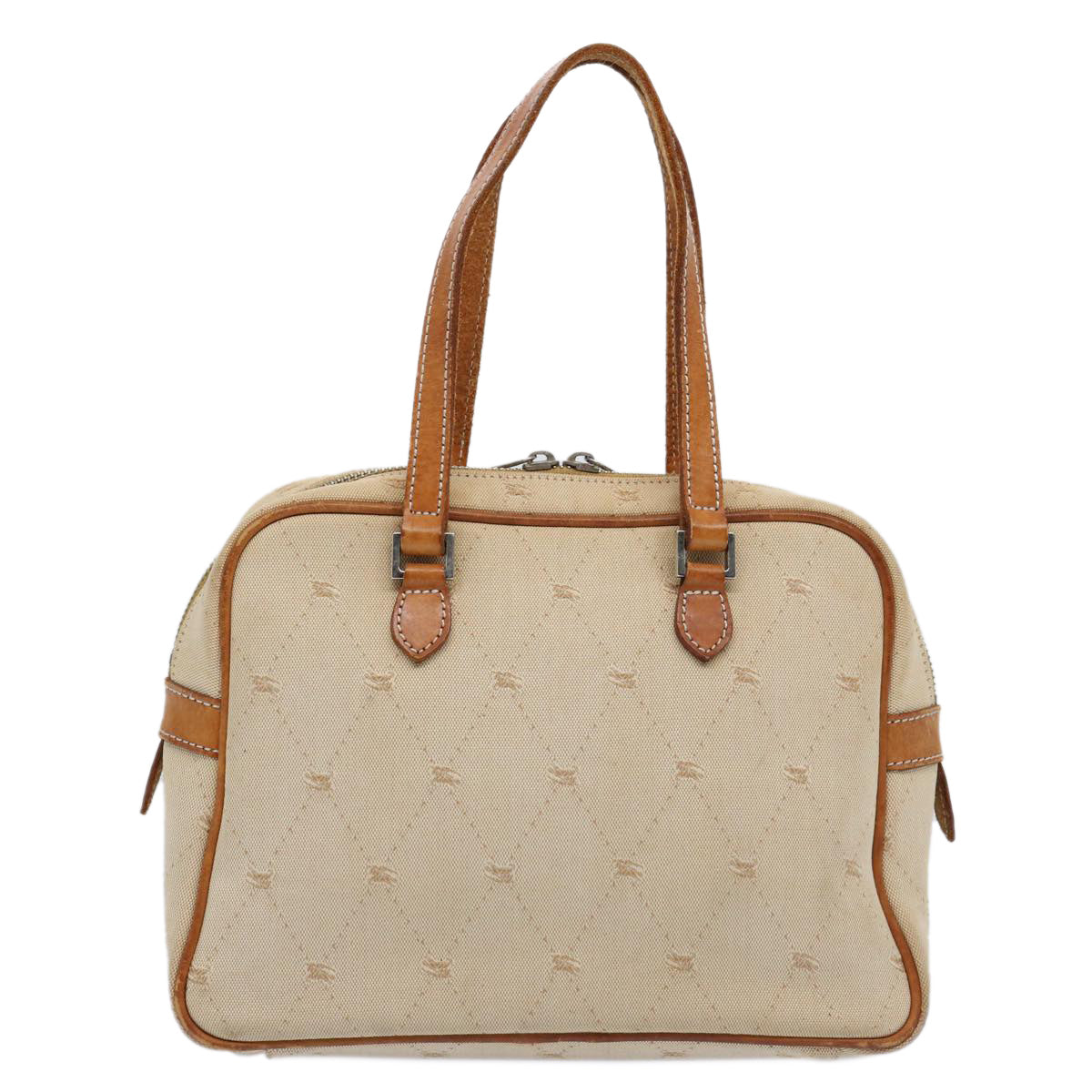 Burberry Blue Label Hand Bag Canvas Beige Auth bs10778
