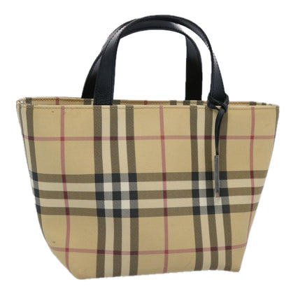 Burberry Nova Check Hand Bag Coated Canvas Beige Auth bs10942