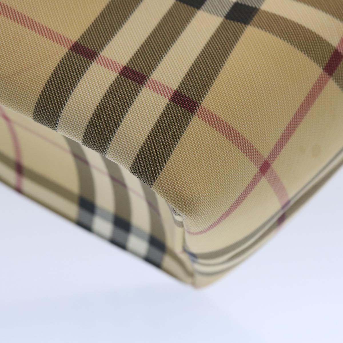 Burberry Nova Check Hand Bag Coated Canvas Beige Auth bs10942