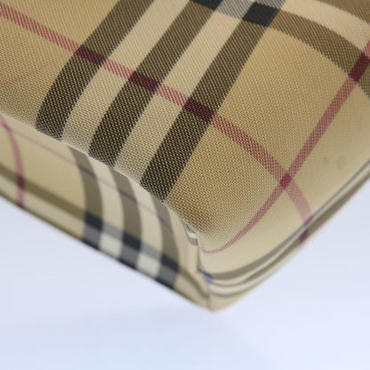 Burberry Nova Check Hand Bag Coated Canvas Beige Auth bs10942