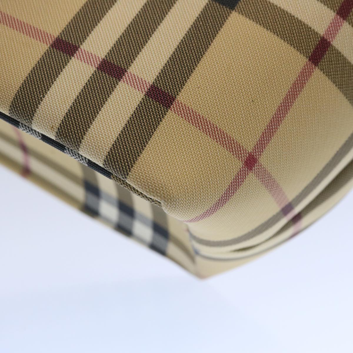 Burberry Nova Check Hand Bag Coated Canvas Beige Auth bs10942