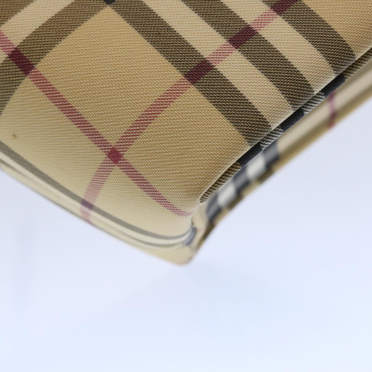 Burberry Nova Check Hand Bag Coated Canvas Beige Auth bs10942