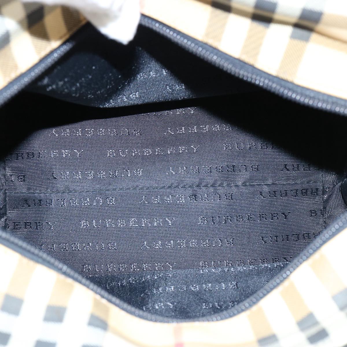 Burberry Nova Check Hand Bag Coated Canvas Beige Auth bs10942
