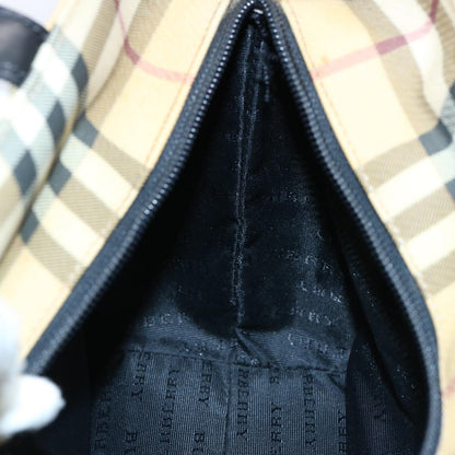 Burberry Nova Check Hand Bag Coated Canvas Beige Auth bs10942