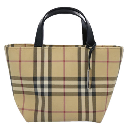 Burberry Nova Check Hand Bag Coated Canvas Beige Auth bs10942