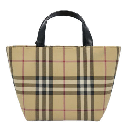 Burberry Nova Check Hand Bag Coated Canvas Beige Auth bs10942
