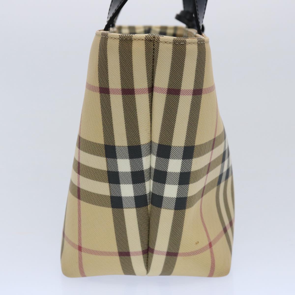 Burberry Nova Check Hand Bag Coated Canvas Beige Auth bs10942