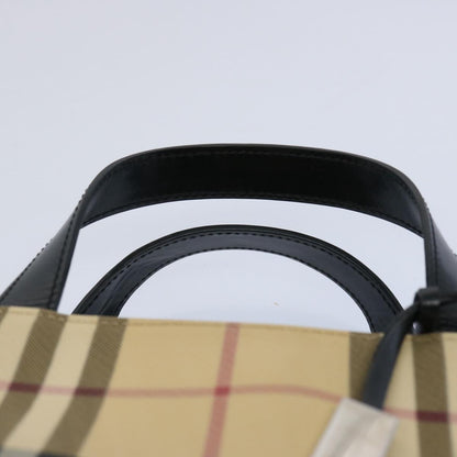 Burberry Nova Check Hand Bag Coated Canvas Beige Auth bs10942