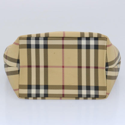 Burberry Nova Check Hand Bag Coated Canvas Beige Auth bs10942